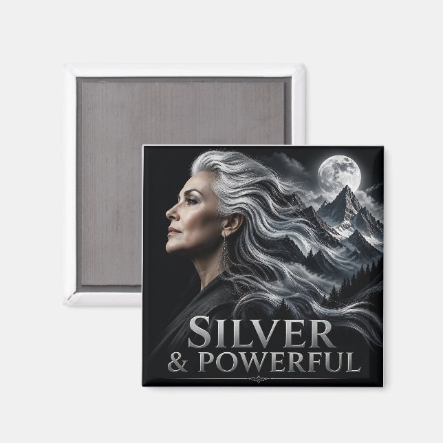 Imán Orgullo de cabello gris plateado y poderoso Herman (Anverso/Reverso)