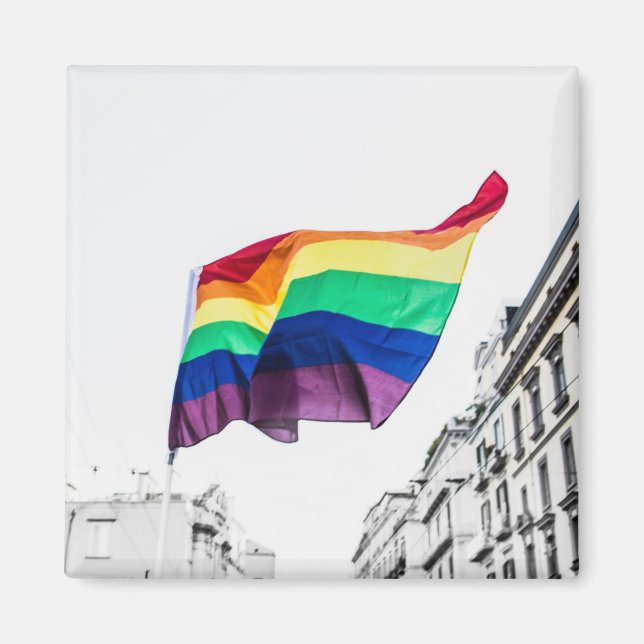 Imán Orgullo de la bandera arcoiris (Frente)