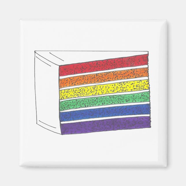 Imán Orgullo gay LGBT Boda de pastel con capa de arcoir (Frente)