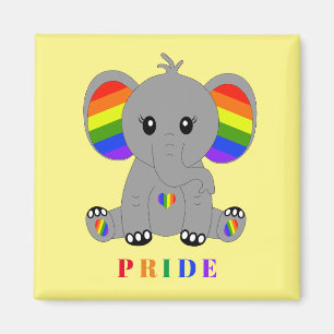 Imán Orgullo gay LGBTQ - lindo elefante con bandera arc