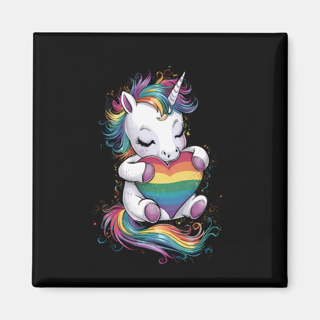 Imán Orgullo Gay Unicornio Bandera Arcoiris Lgbt (Frente)