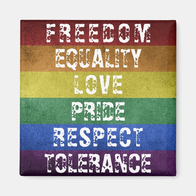 Imán Orgullo LGBT Bandera moderna de rayas arco iris (Frente)