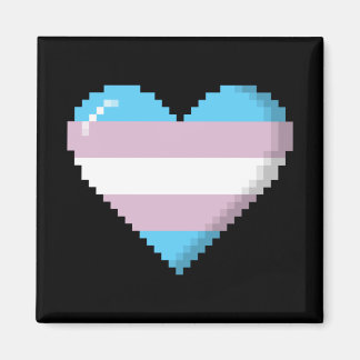 Imán Orgullo transgénero de 8 bits de corazón de píxele