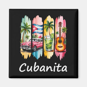 Imán Orgullosa Cubanita Bandera Cubana Diseño De Guitar