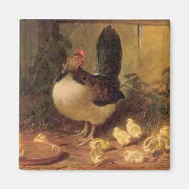 Imán Orgullosa madre Hen y sus pollitos (pollos bebés)