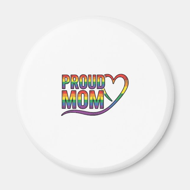Imán Orgullosa Mamá Corazón Arcoíris Diseño de Grabado  (Frente)