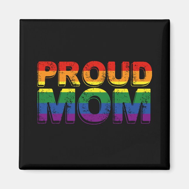 Imán Orgullosa mamá Orgullo gay LGBT Madre arcoiris LGB (Frente)