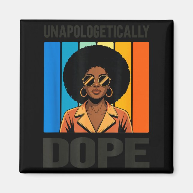 Imán Orgullosamente Retro Mujer Afro Orgullo Negro  (Frente)