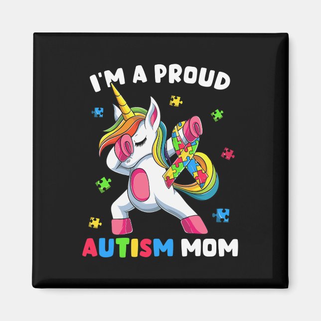 Imán Orgulloso autismo Mamá Dab Dance (Frente)
