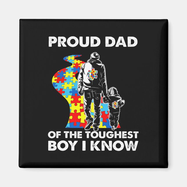 Imán Orgulloso Autismo Padre E Hijo Conciencia De Autis (Frente)
