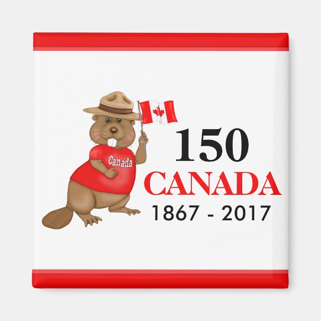 Imán Orgulloso castor canadiense 150 años (Frente)