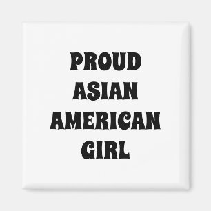 Imán Orgulloso Chica asiático-americano, blanco negro