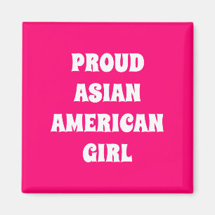 Imán Orgulloso Chica asiático-americano, blanco rosado 