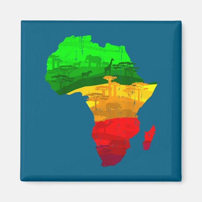 Imán Orgulloso mapa de áfrica verde amarillo rojo orgul (Frente)