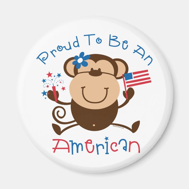 Imán Orgulloso mono Chica americano (Frente)