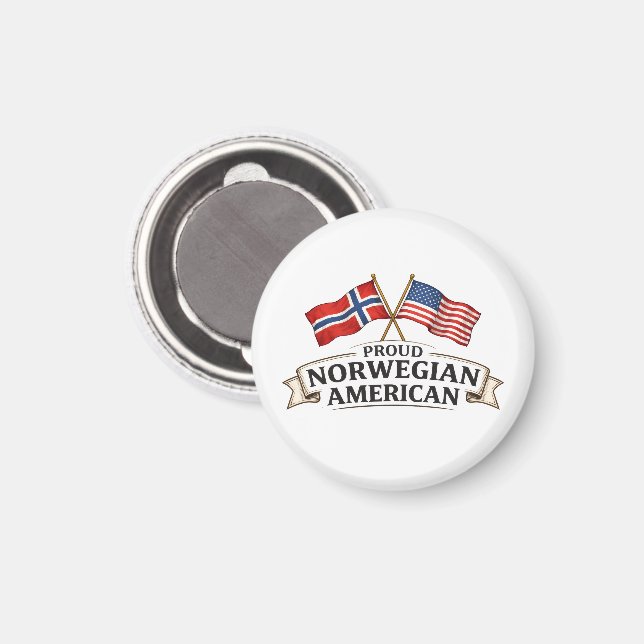 Imán orgulloso noruego americano (Anverso/Reverso)