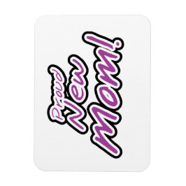 Imán Orgulloso regalo de texto negro y púrpura de nueva