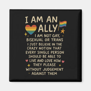Imán Orgulloso Retro Soy un Aliado No soy Gay Bisexual