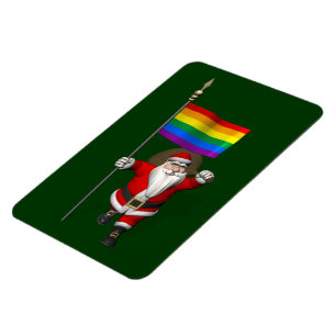 Imán Orgulloso Santa Claus con bandera arcoiris
