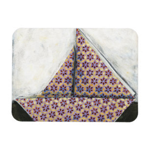 Imán Origami Sailboat en papel de diseño estrella