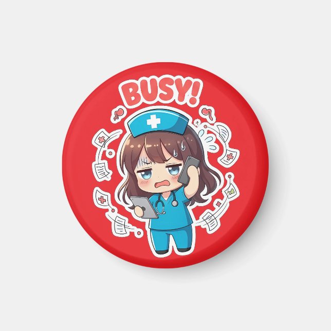 Imán Original Chibi Nurse 3.0 - Ocupada (Frente)