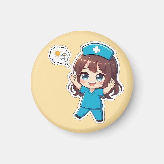 Imán Original Chibi Nurse 3.0 - Tiempo de Vacaciones (Frente)