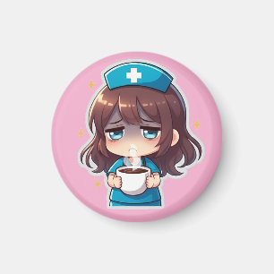 Imán Original Chibi Nurse - Café con Cansancio