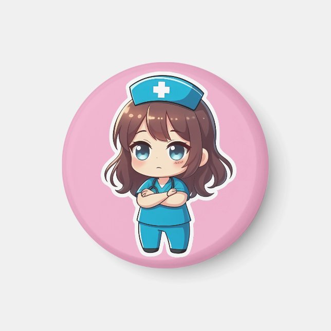 Imán Original Chibi Nurse - Calma Profesional (Frente)