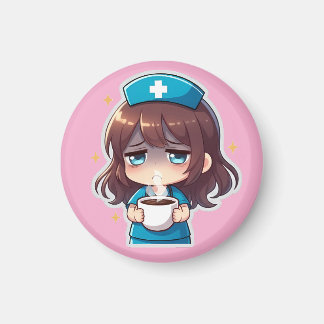 Imán Original Chibi Nurse - Coffee with Tired