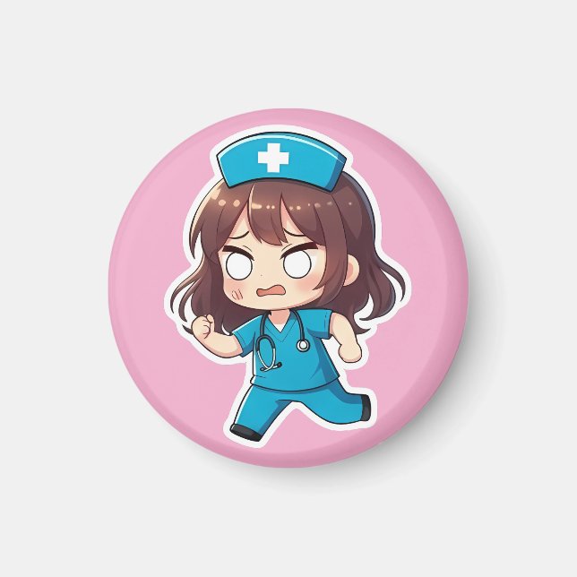 Imán Original Chibi Nurse - El Turno Agitado (Frente)