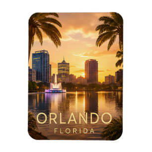 Imán Orlando Florida Atardecer Dorado Paisaje Urbano Vi