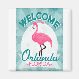 Imán Orlando Florida Pink Flamingo - Viaje Retro Vintag