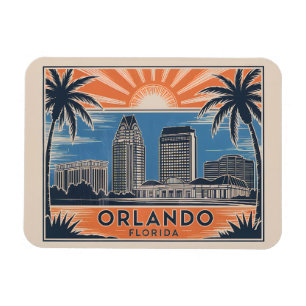 Imán Orlando Florida Skyline MidCentury Vintage Style