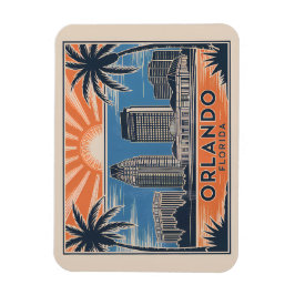 Imán Orlando Florida Skyline MidCentury Vintage Style
