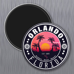 Imán Orlando Florida tropical Retro Sunset Souvenir 60