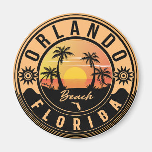 Imán Orlando Florida Tropical Retro Sunset Souvenirs