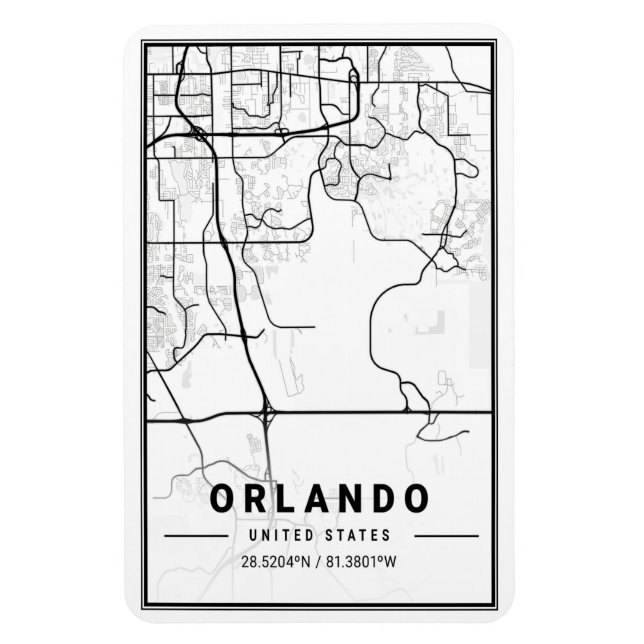 Imán Orlando Florida USA Travel City Map Poster (Vertical)
