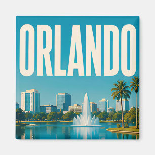 Imán Orlando Lago Eola y panorama del centro de la ciud