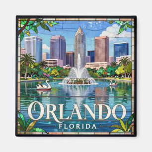 Imán Orlando Vidrio Pintado Ciudad Lake Eola 🦢