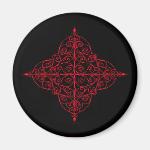 Imán ornamental gótico rojo y negro