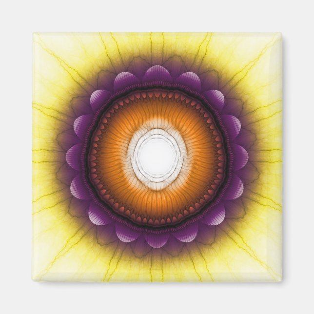 Imán Ornamento azul naranja brillante místico (Frente)