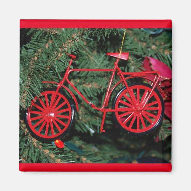 Imán Ornamento de bicicleta en un árbol de Navidad (Frente)