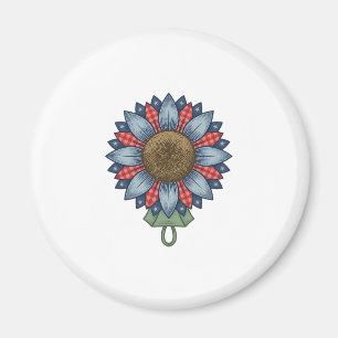 Imán Ornamento de girasol de mezclilla patriótico vinta