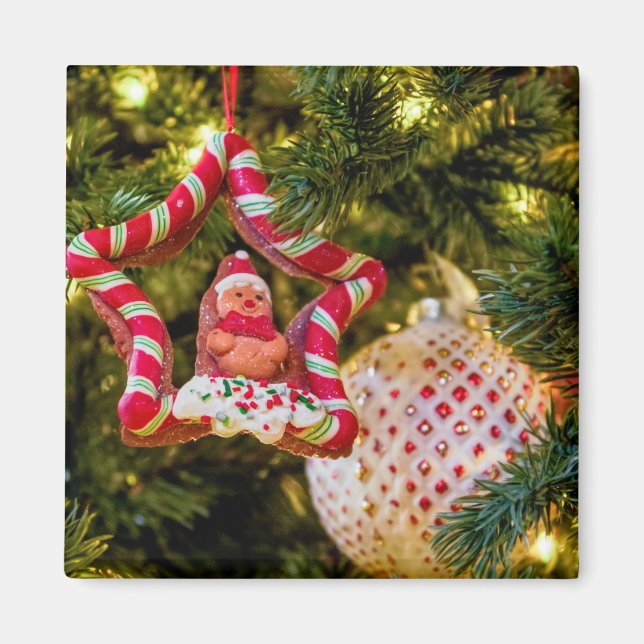Imán Ornamento de Navidad de Gingerbread (Frente)