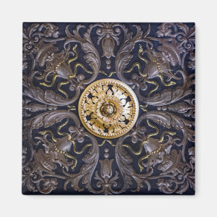 Imán Ornamento de tallado de madera plantada de oro med