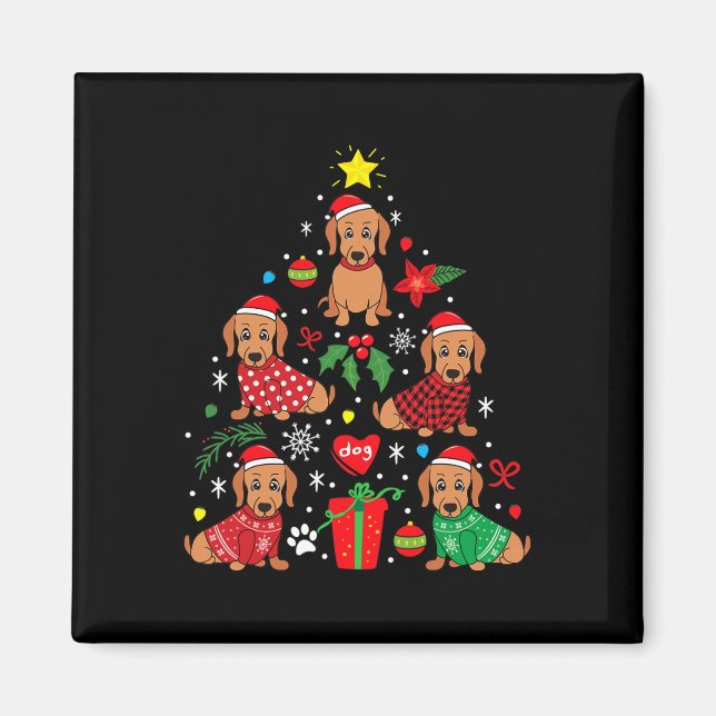 Imán Ornamento del árbol de navidad de Dachshund Divert (Frente)