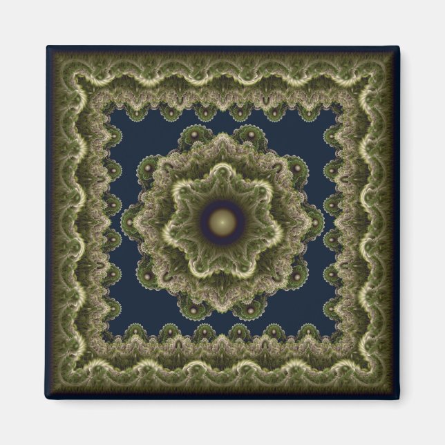 Imán Ornamento enmarcado con hada de caramelo fractal (Frente)