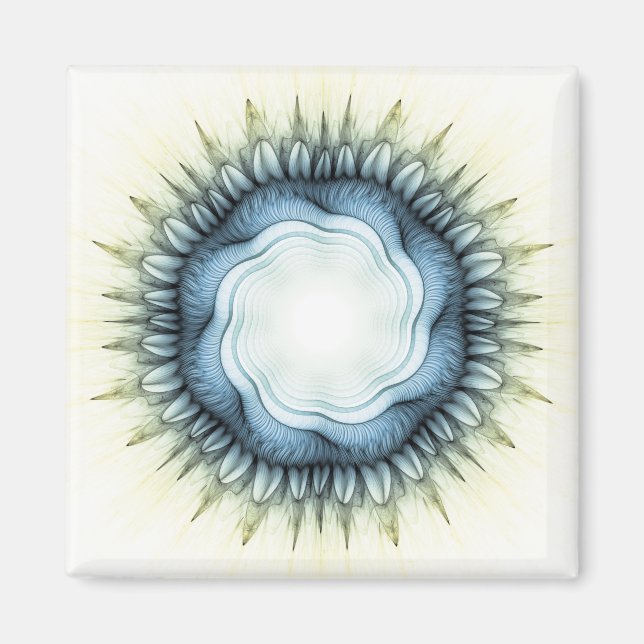 Imán Ornamento floral azul giratorio (Frente)