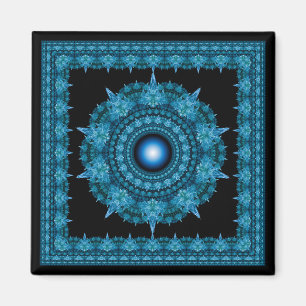 Imán Ornamento fractal de estrella azul