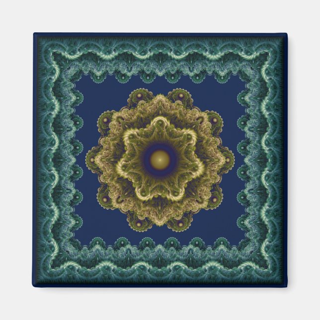 Imán Ornamento fractal multicolor (Frente)